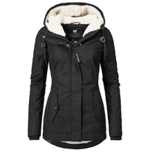 (S, dark black) Zipper Outdoor Jacket for Women Warm Windproof Waterproof Mountaineeri