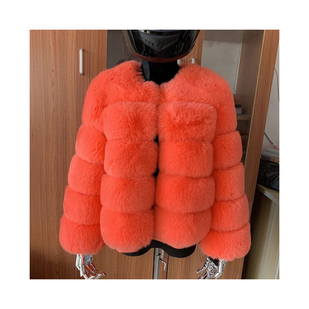 (xL, Orange) Winter coat for faux fur coat women new outerwear Fox fur short coat F