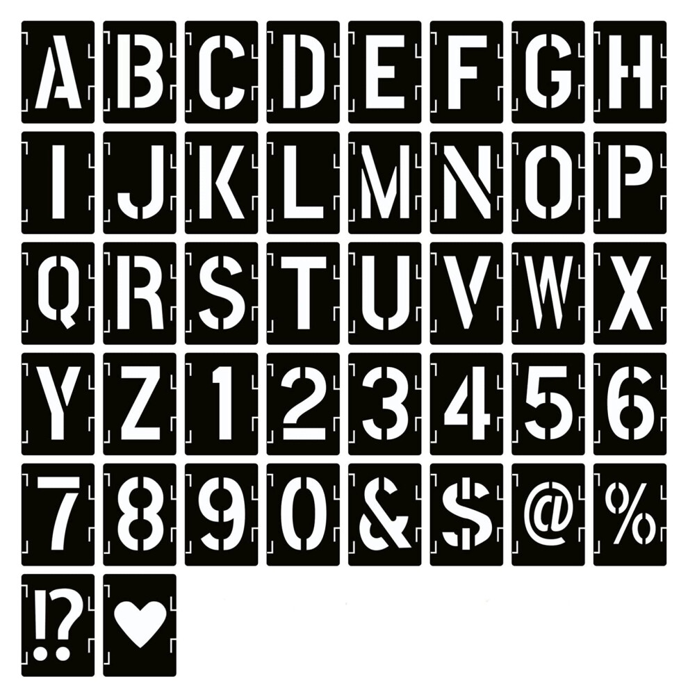 12 Inch Letter Stencils Symbol Numbers Craft Stencils, 42 Pcs Reusable Alphabet Templates Interlocking Stencil Kit For Painting On Wood, Wall, Fabric 756197591103