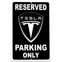 Teslan pys   k   intirajoituskyltti - 8x12 alumiininen Tesla-juliste - Lahjoja Teslan omistajille - Teslan autotallikyltti - Tesla-lahjoja miehille -