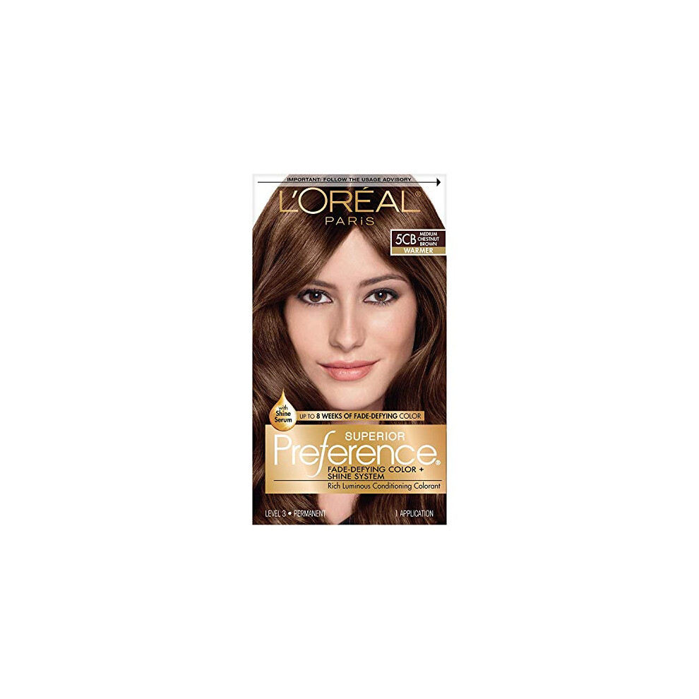 LOreal Paris Superior Preference Fade-Defying + Shine Permanent Hair Color, 5CB Medium Chestnut Brown, Pack of 1, Hair Dye