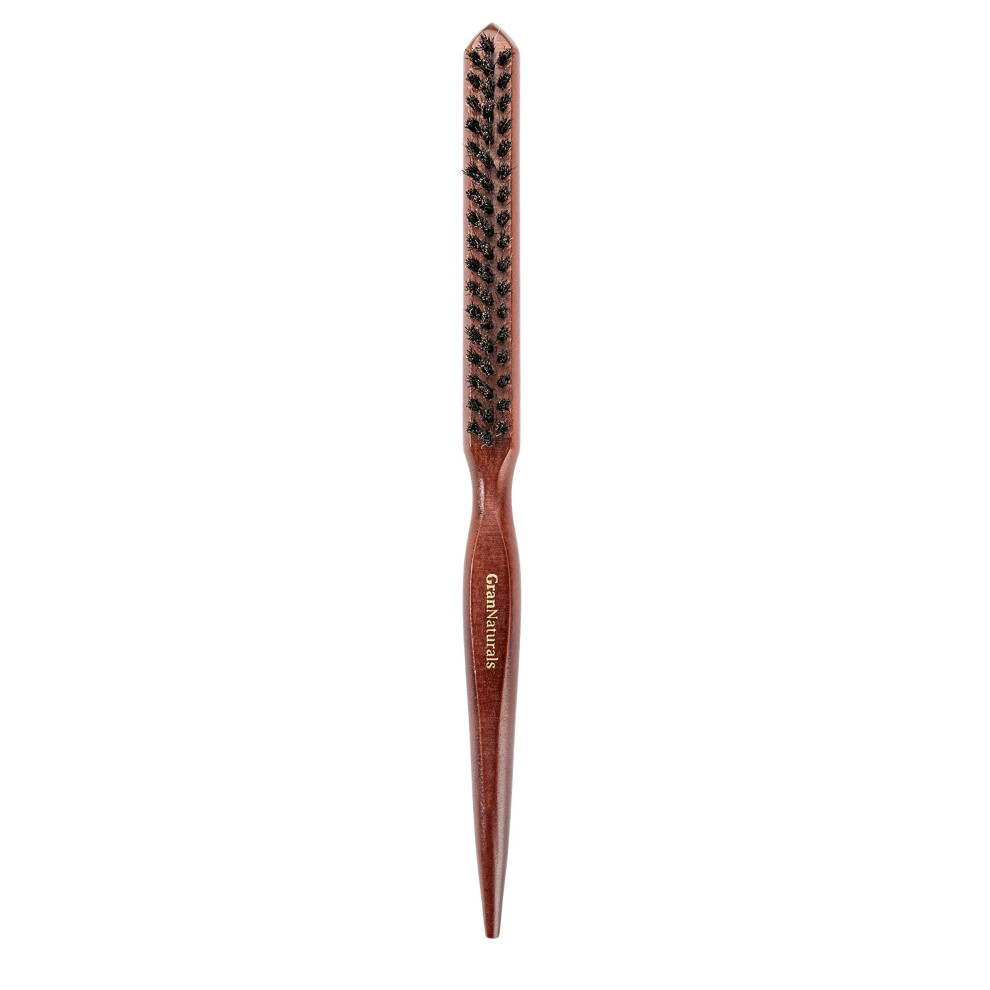 Grannaturals Teasing Boar Bristle Hair Brush For Women - Teasing Comb With Rat Tail Pick For Hair Sectioning Used For Edge Control, Backcombing, Smoo