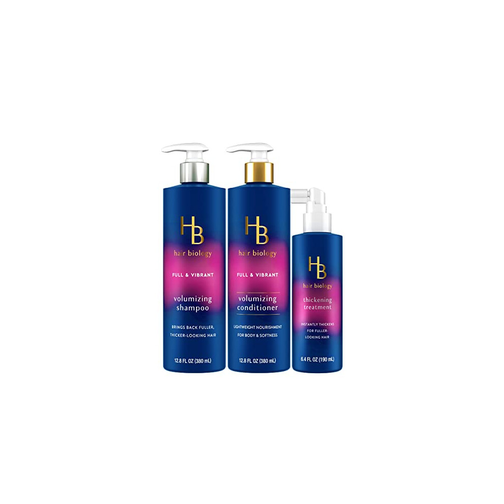 Hair Biology Volumizing Shampoo, Volumizing conditioner & Hair Thickening Treatment, Full & Vibrant collection - Paraben Free Shampoo and conditioner