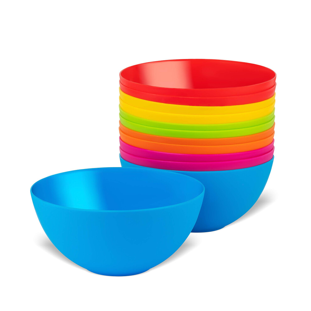 Plastic Bowls Set Of 12 Kids Bowls 24 Oz Microwave Dishwasher Safe Bpa Free Plastic Cereal Bowls For Kids Brightly Colored Children Bowls Gr Plaskidy