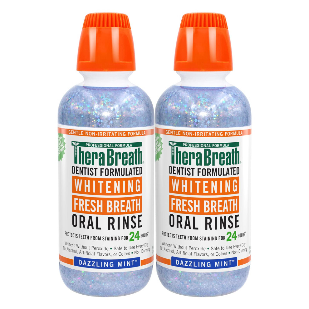 Therabreath Whitening Fresh Breath Oral Rinse, Dazzling Mint, 16 Ounce (Pack Of 2)