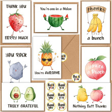 40 Grappige bedankkaartjes met enveloppen en stickers, leuke wenskaarten 4 x 6 inch, bulkverpakking in doos voor werknemers, leraren, vrienden, zaken