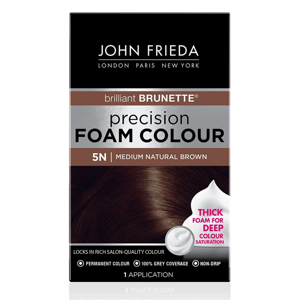 John Frieda Precision Foam Hair Colour, Medium Natural Brown 5N, 2 pk