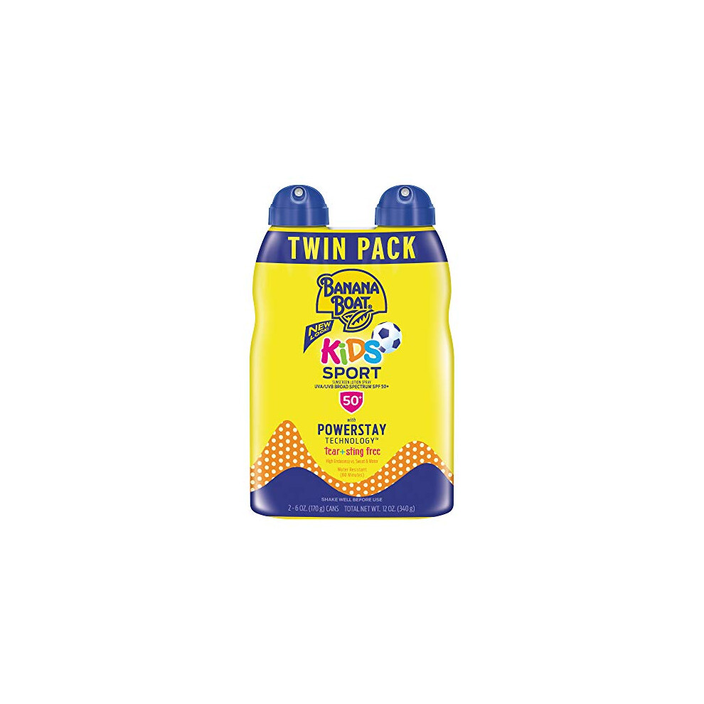 Banana Boat Kids Sport Sting-Free, Tear-Free, Reef Friendly, Broad Spectrum Sunscreen Spray, SPF 50, 6oz. - Twin Pack