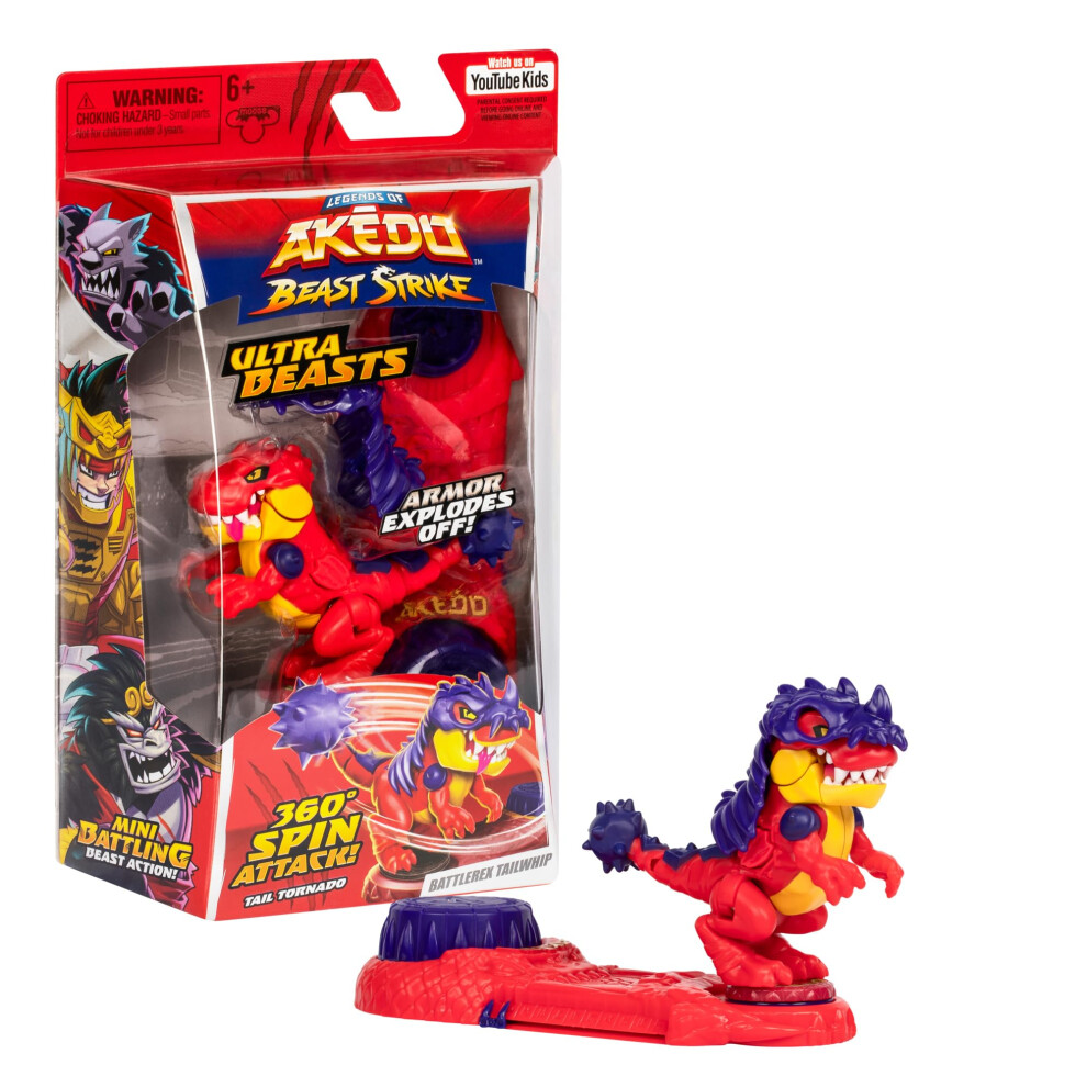 Legends of Akedo Beast Strike Ultra Beasts | Battlerex Tailwhip | Supersized with 360 Degree Spin Attack | New Battlespin Controller | Battlerex Tail