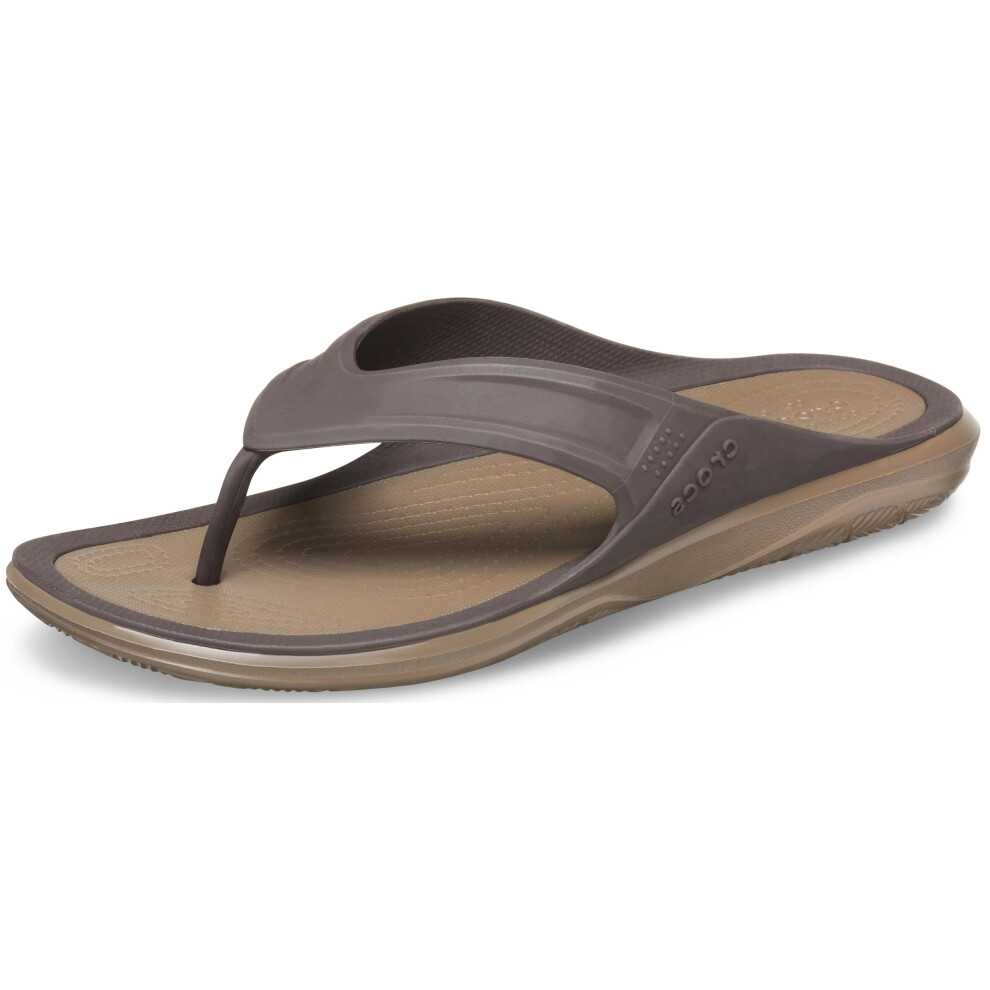 Crocs Men's Swiftwater Wave Flip Flops, Casual Summer Sandals, Beach and Shower Shoes, Espresso/Walnut, 10 Men