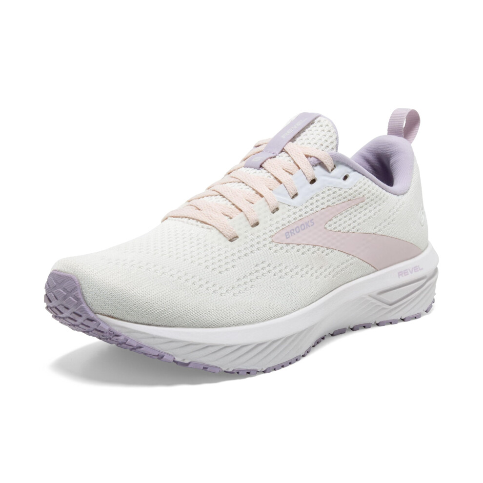 Brooks Womens Revel 6 Neutral Running Shoe - Marshmallow/Pink/Purple - 9 Medium