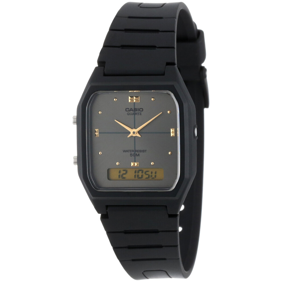 Casio Men's AW48HE-8AV Black Ana-Digi Dual-Time Watch