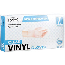 Gants en Vinyle Jetables ForPro, Clairs, Grade Industriel, Sans Poudre, Sans Latex, Non Stériles, 2.75 Mil. Paume, 3.9 Mil. Doigts, Moyen, 10