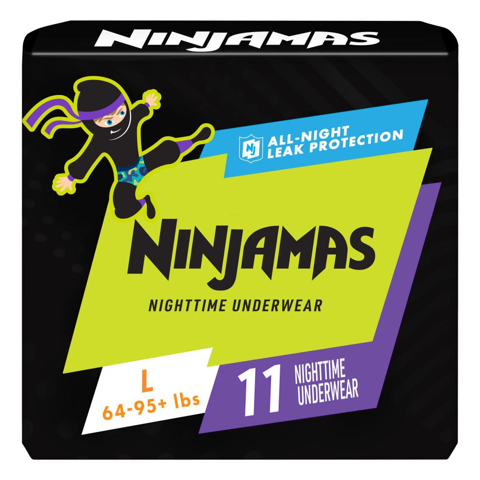 Pampers Ninjamas Nighttime Bedwetting Underwear Boys - Size L (64-125 lbs), 11 Count