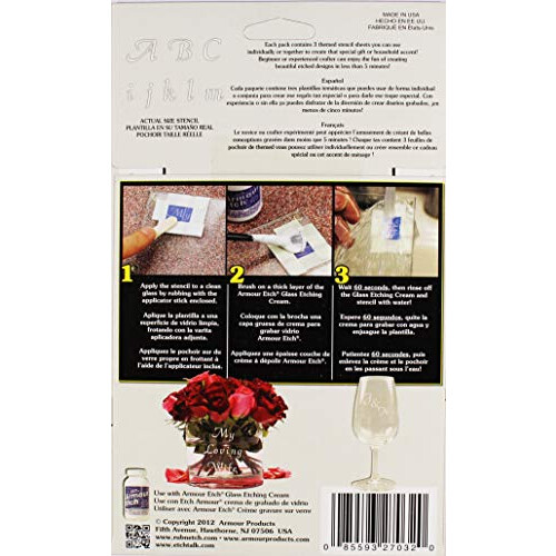 Armor Etch Designer Stencil Pak Script Letters 1
