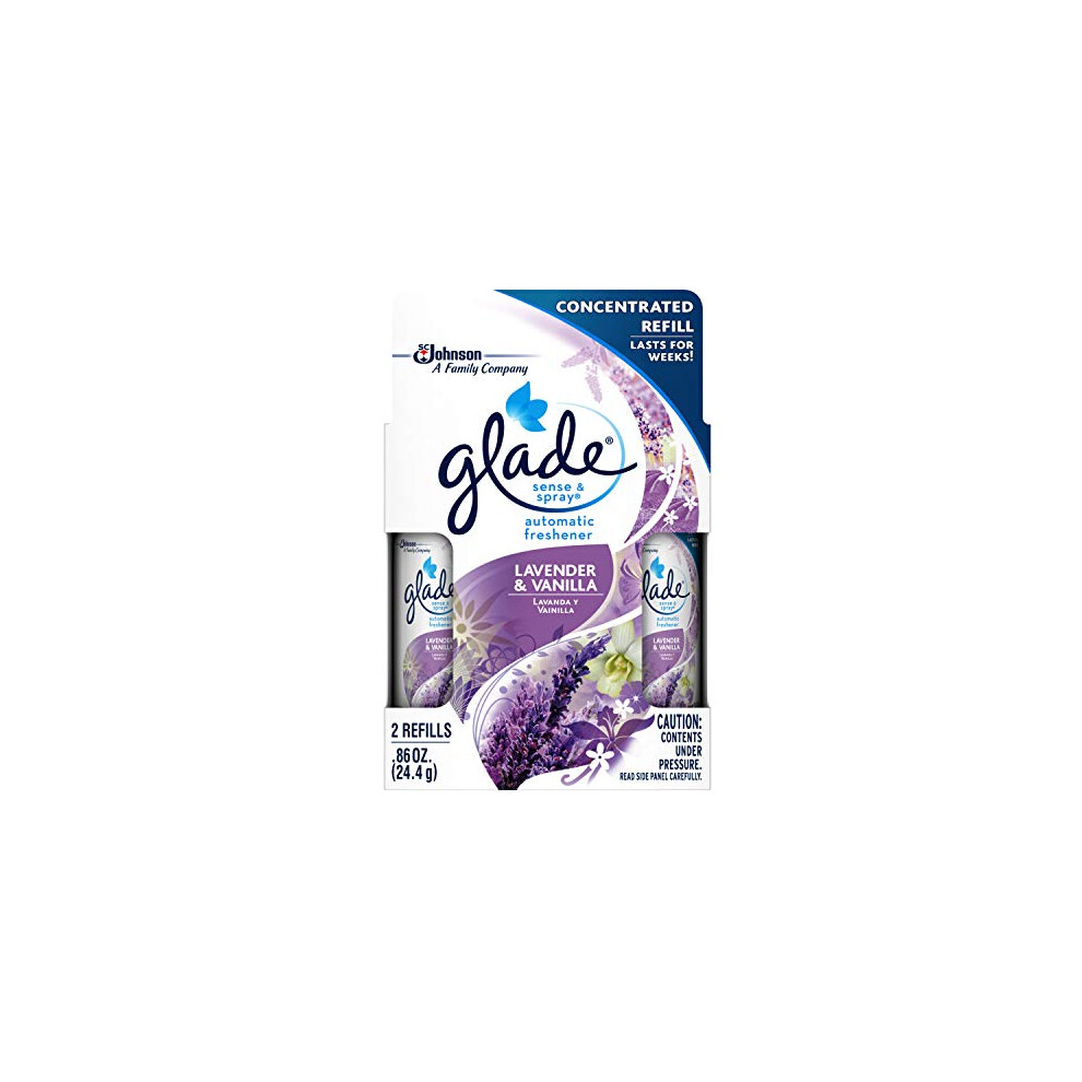 Glade Sense & Spray Automatic Air Freshener Refill, Lavender & Vanilla, 2 Ct, 0.86 oz