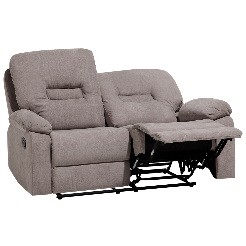 2 Seater Fabric Manual Recliner Sofa Taupe Beige BERGEN