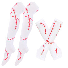 (Red) Nightmare The Before Christmas Character Sallly Glove Sock Cosplay Accessory Set