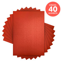 Multipack of 8 Pearlescent Card -Red Velvet -A4 - 9506E8