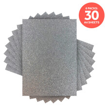 Multipack of 6 Glitter Card - Silver Screen - A4- 9941E6