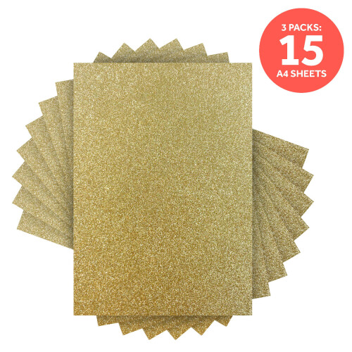 Multipack of 3 Glitter Card - Welsh Gold - A4 - 9942E3 1
