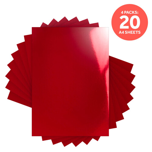 Multipack of 4 Mirror Card - Ruby Red A4 - 9438E4