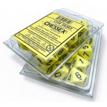 Chessex CHX25262 D10 Clamshell Dice, Opaque Pastel Yellow Black - Set of 10