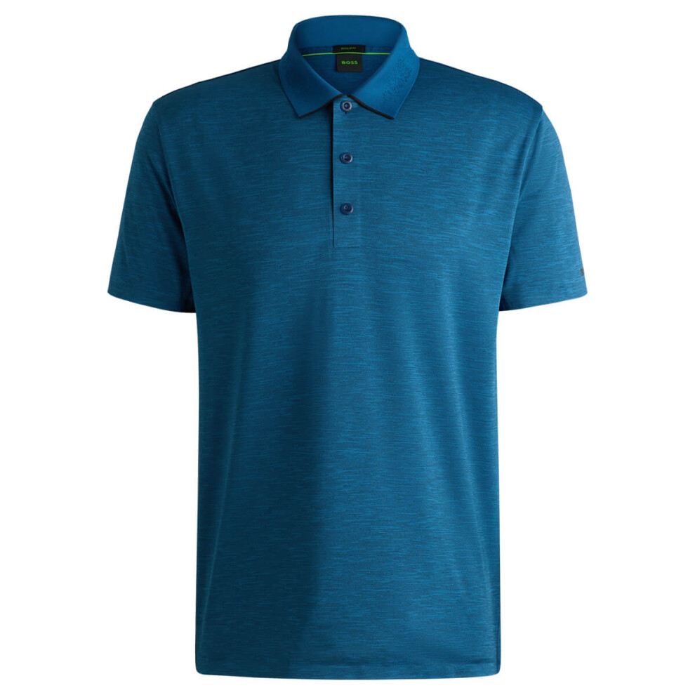 (M, Open Blue) Hugo Boss Mens Paddytech Lightweight Stretch Quick Drying Golf Polo Shirt