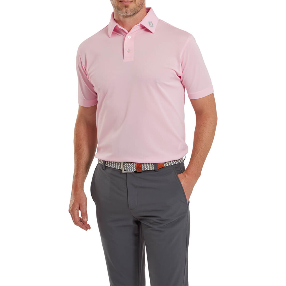 (XXL, Light Pink) FootJoy Mens 2024 Stretch Fabric Moisture Wicking Pique Golf Polo Shirt