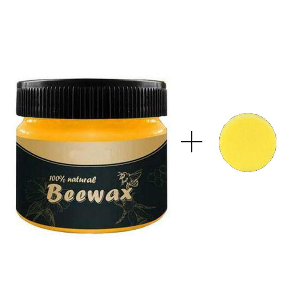 Natural Beeswax Furniture Polish with Sponge - Wood Seasoning Wax