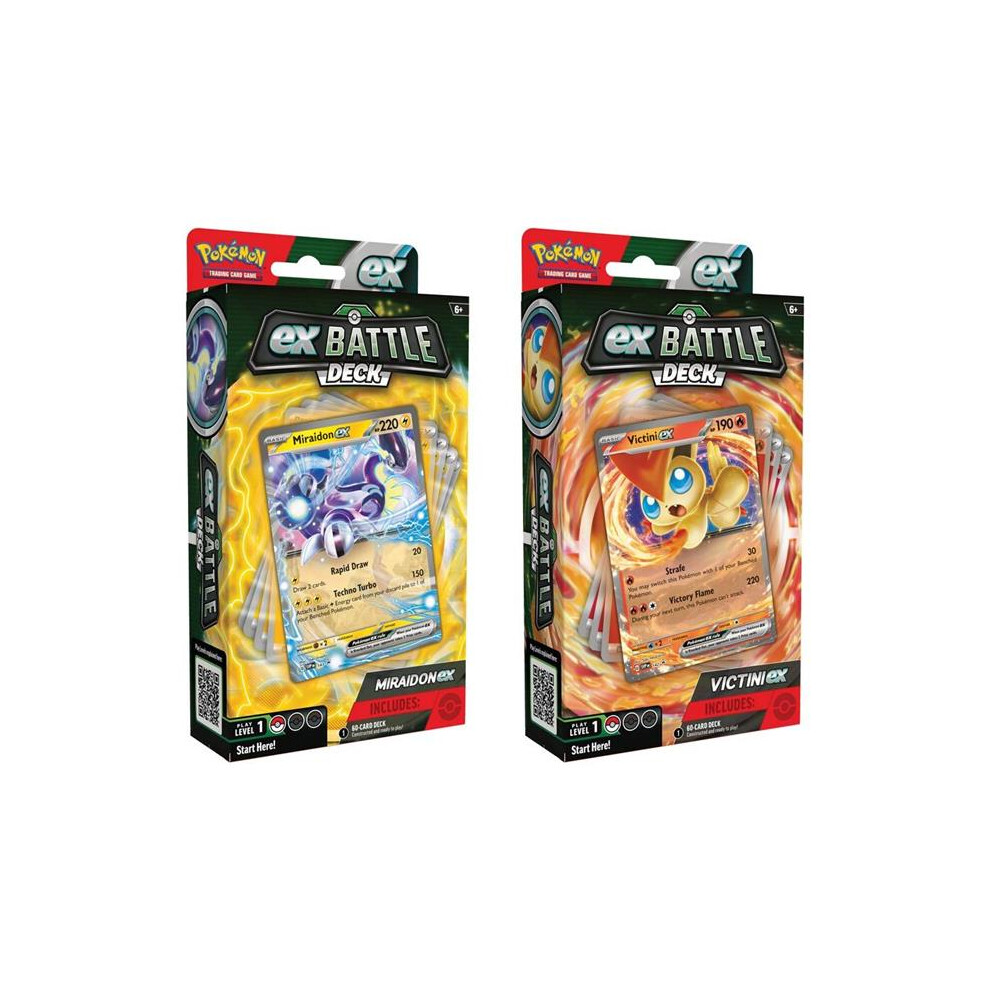 The Pokemon PKU86754 Pokemon TCG Victini & Miraidon Ex Battle Deck Display Card Game - 6 Count