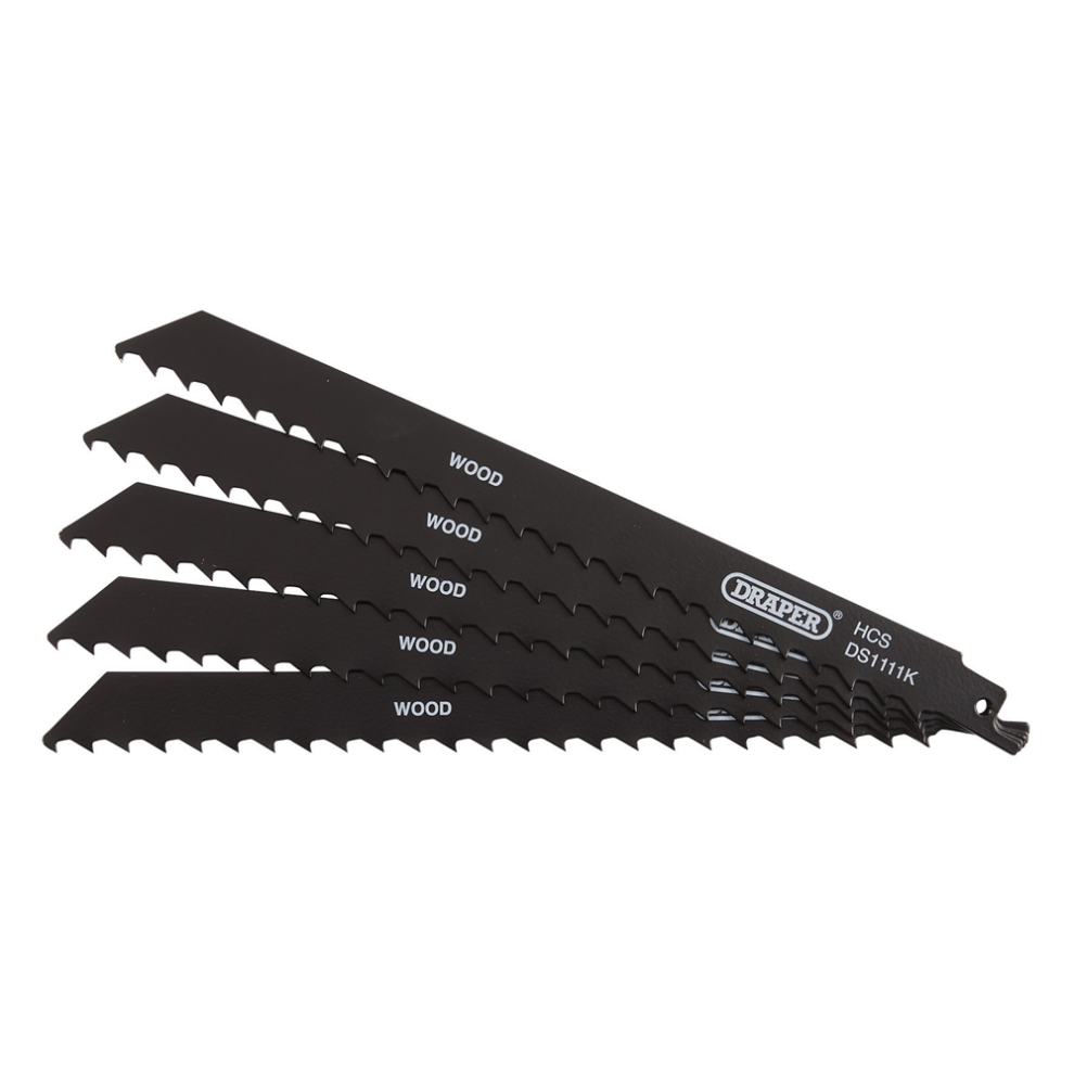 Draper Recip Saw Blade 5Pcs - S1111k 38589 Reciprocating Saw Blades For Wood And Plastic Cutting