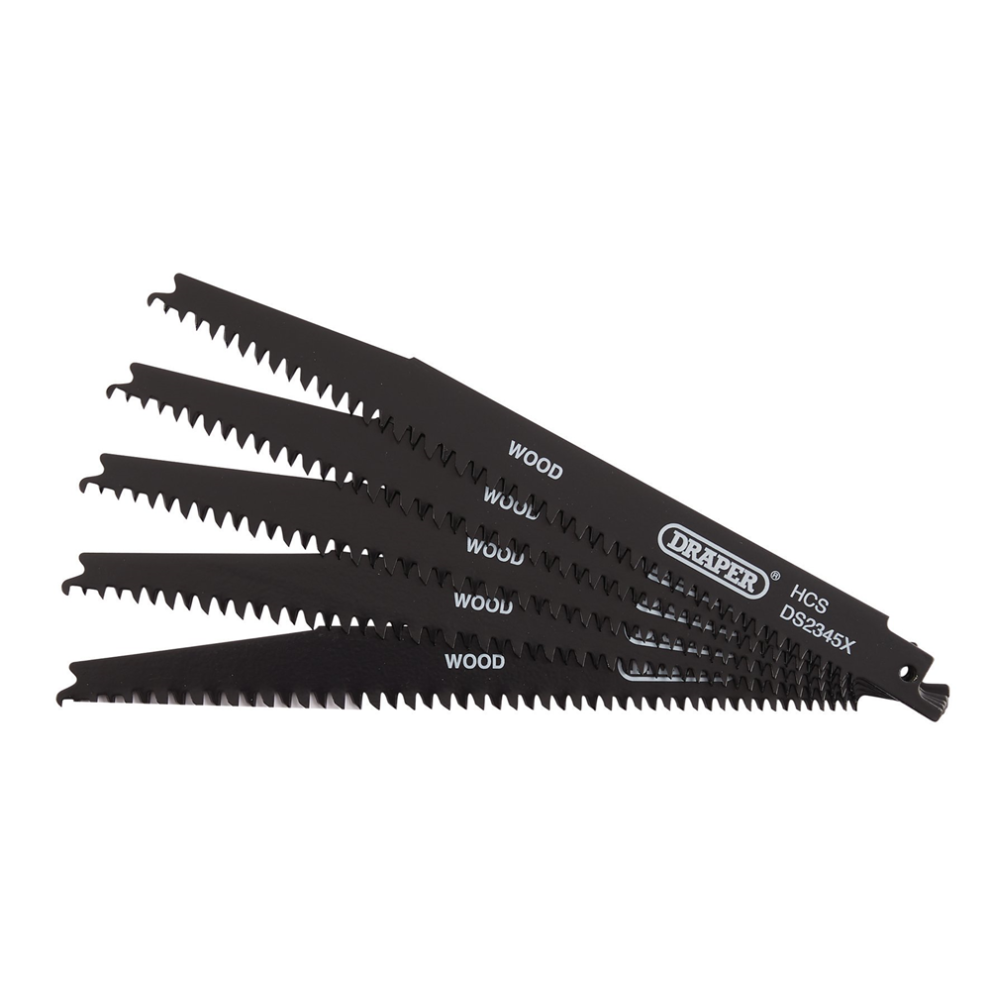Draper Recip Saw Blade 5Pcs - S2345x 43063 Reciprocating Saw Blades For Wood And Plastic Cutting
