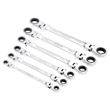 Draper 6PC FLEX RATC RING SPANNER SET 27762 27762 HI-TORQÂ Metric Flexible Head Double Ring Ratchet Spanner Set (6 Piece)