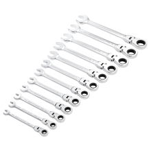 Draper 12PC FLEX HEAD RATCH SPANN SET 27733 27733 HI-TORQÂ Metric Flexible Head Ratchet Combination Spanner Set (12 Piece)
