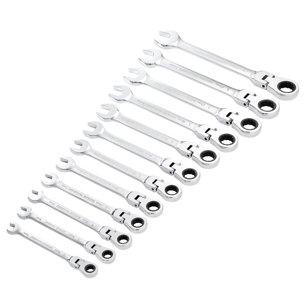 DRAPER 27733 HI-TORQ FLEX-HEAD RATCHET SPANNER SET 12PC METRIC – 90-TOOTH – - Image 12