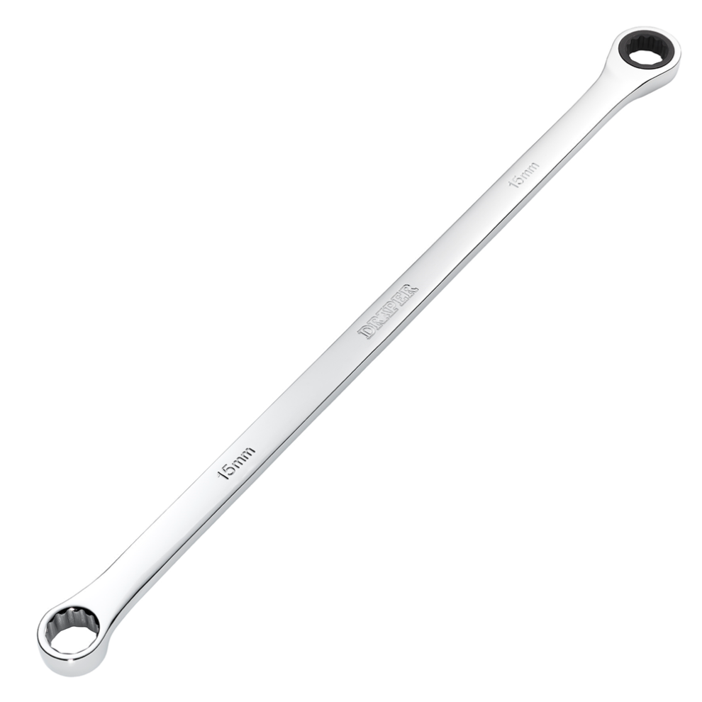Draper Hi Torq Extra Long Double Ring Ratchet Spanner 15mm - Image 8