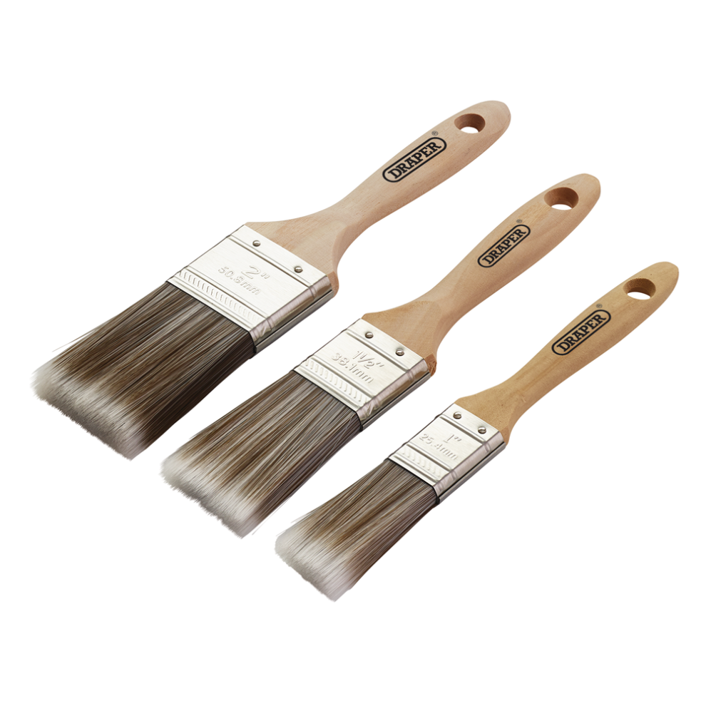 Draper 3PC PAINT BRUSH SET - W-HANDLE Wood Handle Paint Brush Set (3 Piece)