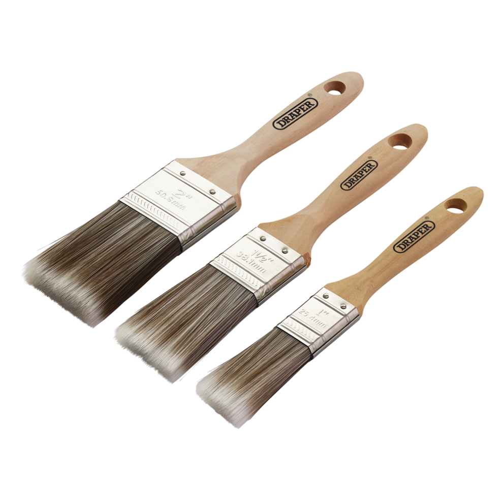 Draper Wood Handle Paint Brush Set (3 Piece) Pk 1 20439 - Image 7