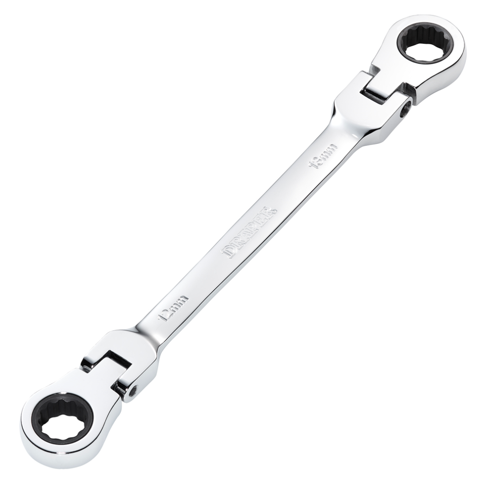 Draper 12X13 Flx Ratchet Ring Spanner 27746 27746 Hi-Torqâ Metric Flexible Head Double Ring Ratchet Spanner
