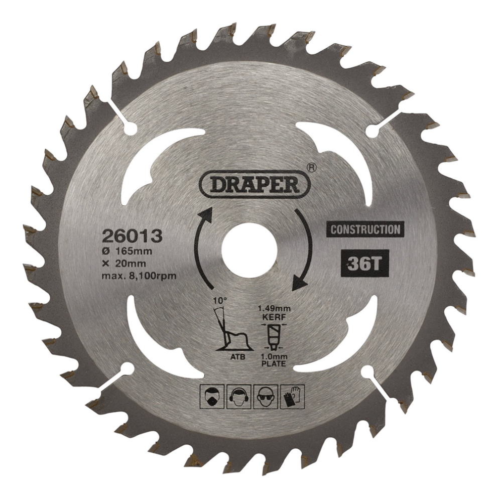 Draper Tct Saw Blade 165Mm 36T Cons 26013 Fibreglass Shaft Stubby Claw Hammer