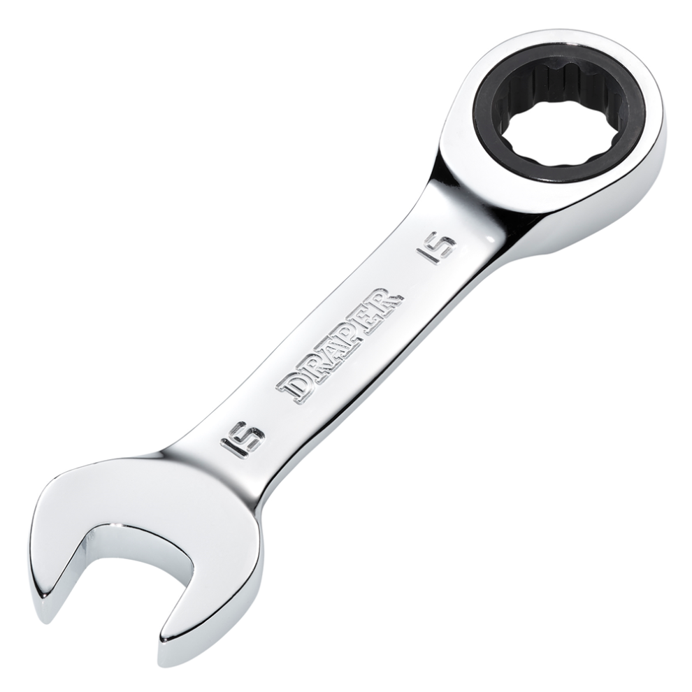 Draper 15MM STUBBY RATCHETING SPANNER 27909 27909 HI-TORQÂ Metric Stubby Ratchet Combination Spanner