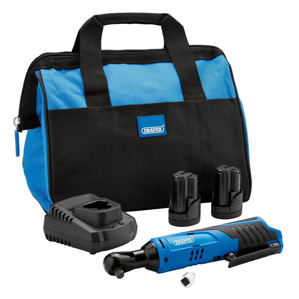 Draper 23649 12V 3/8” Square Drive Ratchet Wrench Kit – 2 x 1.5Ah Li-ion Batteries and Fast Charger with Tool Bag - Image 8