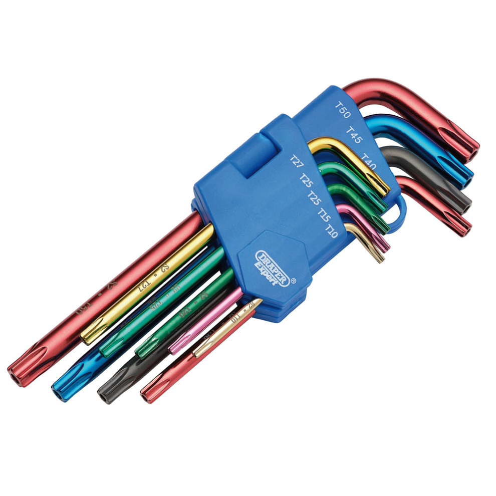 Draper TX-STAR KEY SET 9 PC COLOURED Security Coloured Hex. Key Set (9 Piece)