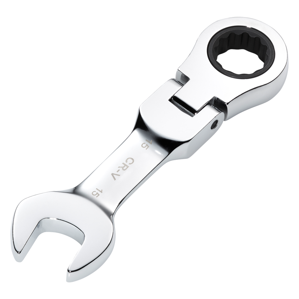 Draper 15MM STUBBY FLEX RACT. SPANNER 27973 27973 HI-TORQÂ Metric Stubby Flexible Head Ratchet Combination Spanner