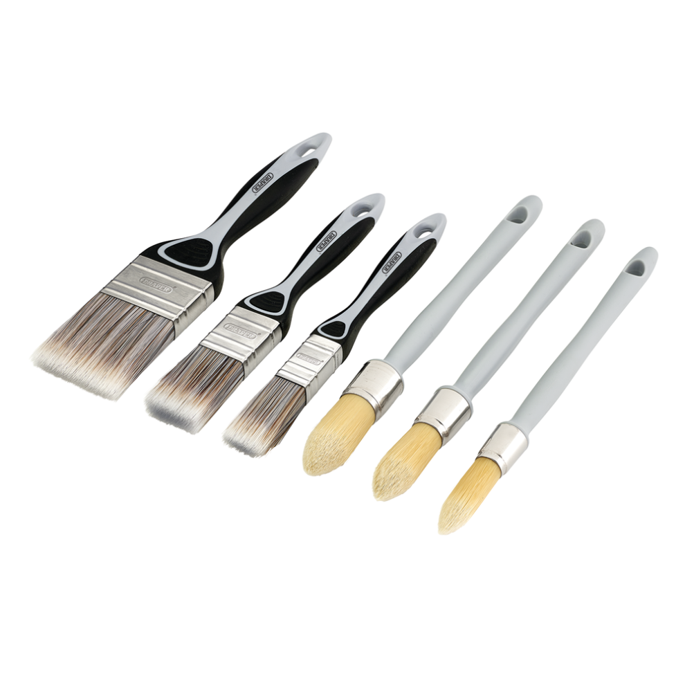 Draper 6PC PAINT BRUSH SET - F/R-SASH Flat and Round Sash Paint Brush Set (6 Piece)