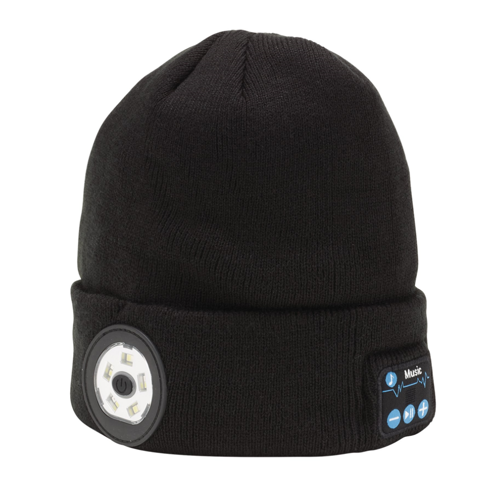 Draper Beanie Torch&Headphones 28346 28346 Smart Wireless Rechargeable Beanies With Led Head Torch Black