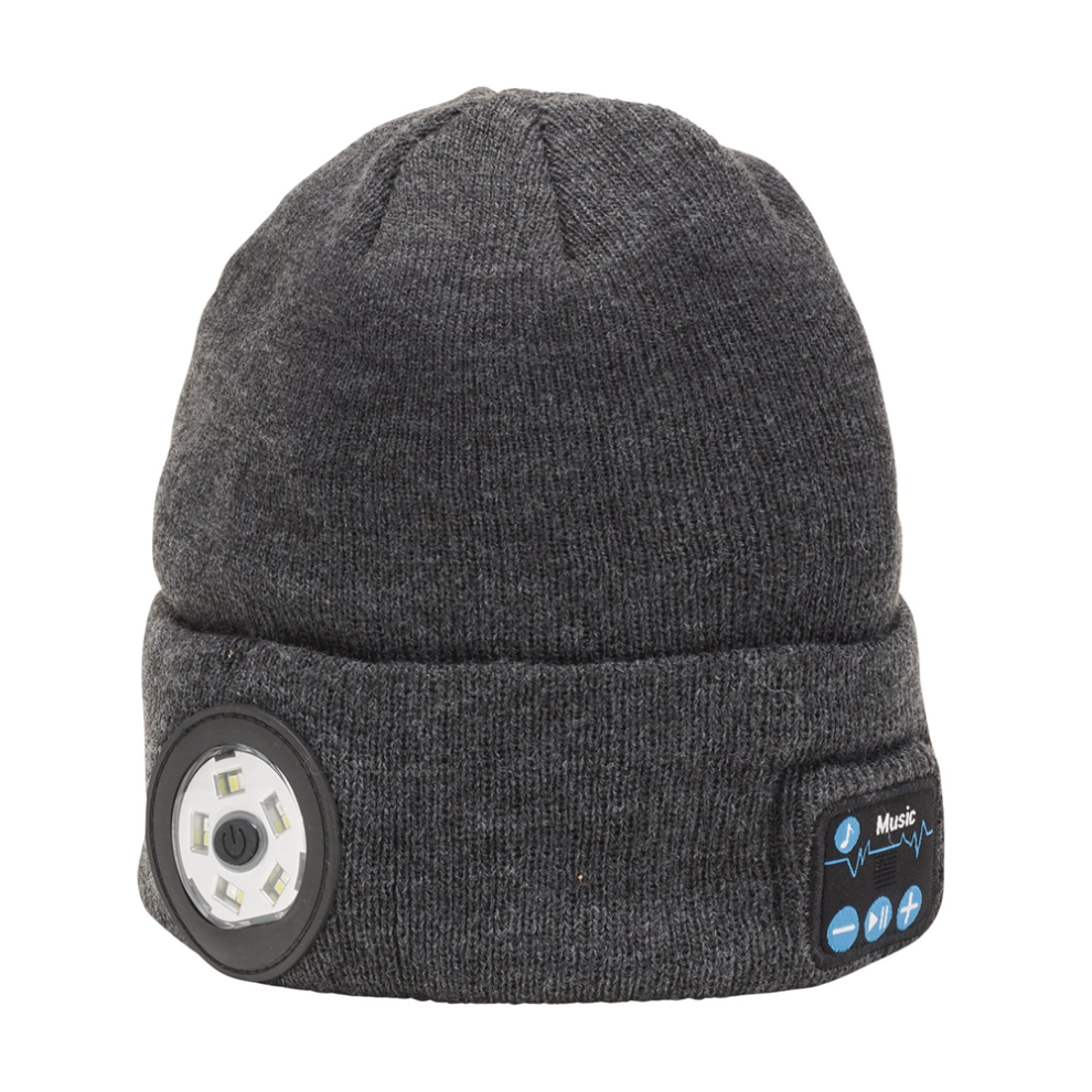 Draper BEANIE TORCH&HEADPHONES GREY 28351 28351 Smart Wireless Rechargeable Beanies with LED Head Torch