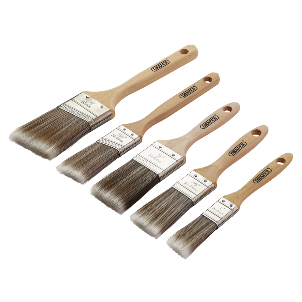 Draper 5PC PAINT BRUSH SET - A/W-HAND Wood Handle Paint Brush Set (5 Piece)