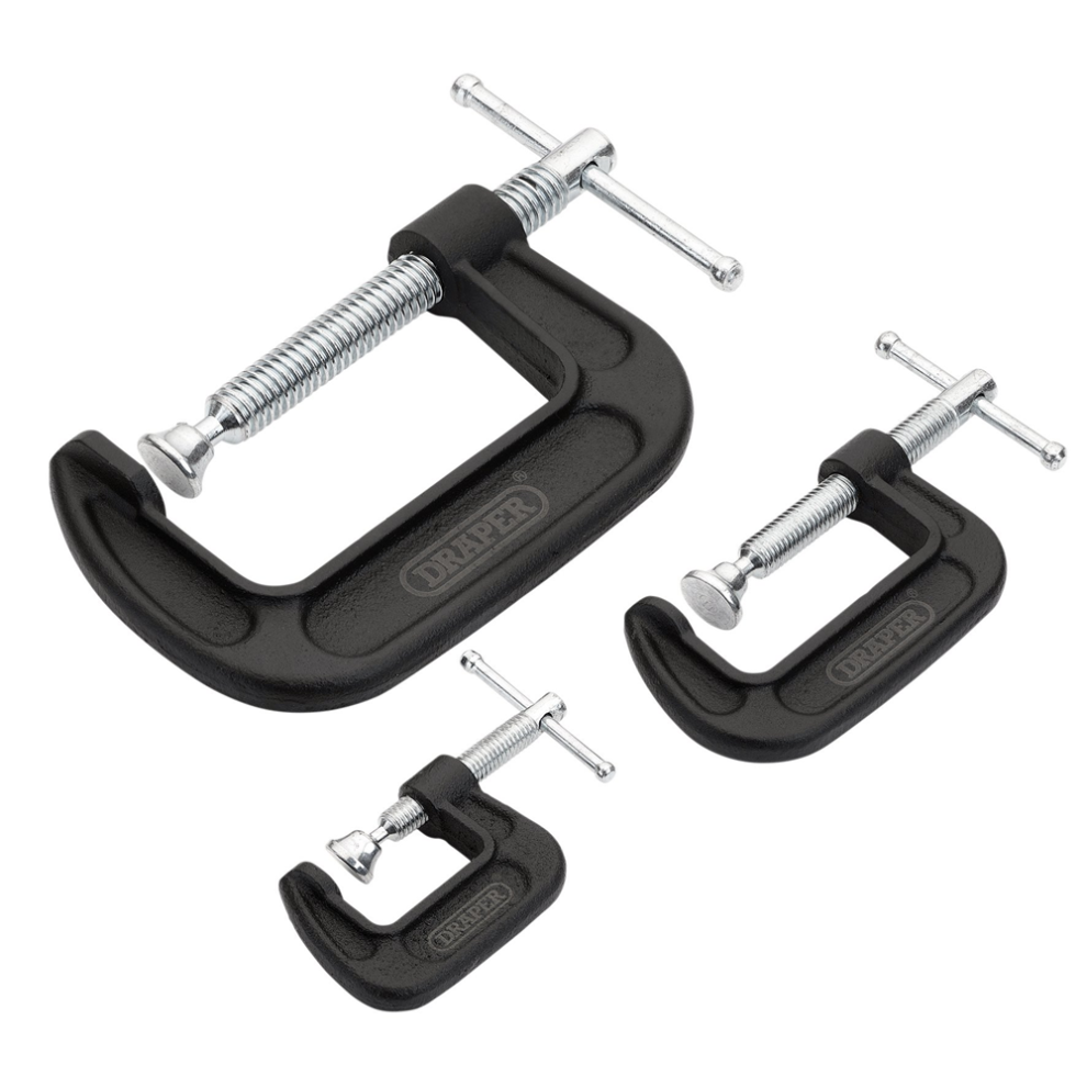 Draper G-CLAMP SET (3 PIECE) 18989 Heavy Duty G-Clamp Set (3 Piece)